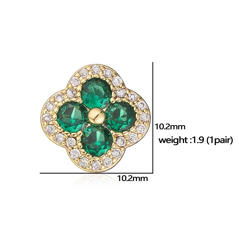 HECHENG 18K Gold Plated CZ Stone Flower Earrings image 2