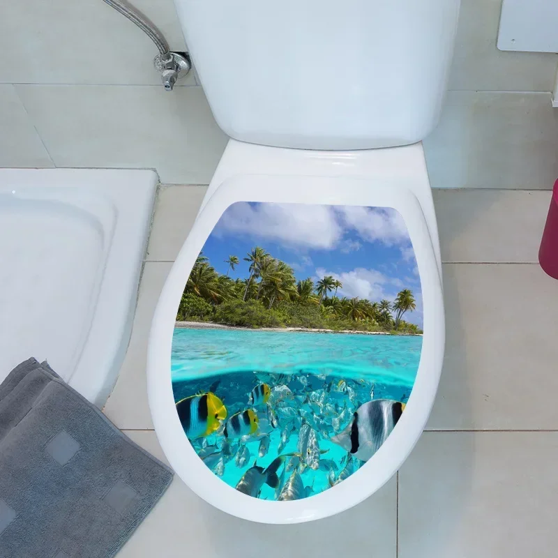 1pc DIY Undersea Animal Pattern Bathroom Decor 3D Toilet Seat Sticker PVC Art Wallpaper Removable Bathroom Decals Toilet Sticker vinyl stickers toilet stickers toilet wall stickers toilet seat stickers