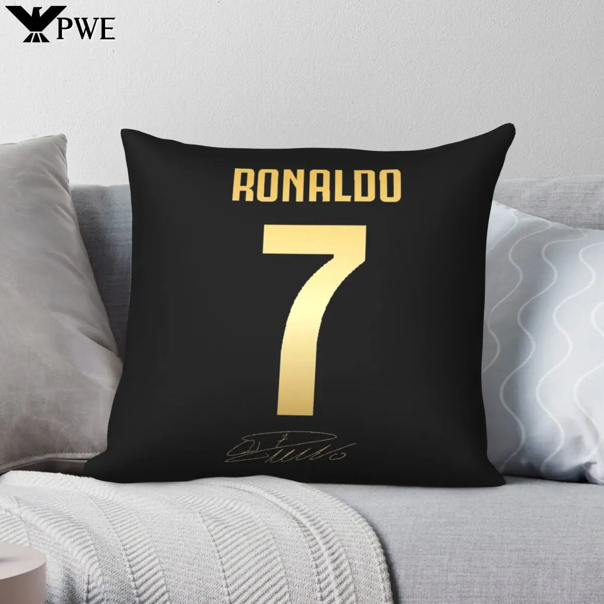 

CR7 Pillowcase Printed Zip Decor Pillow Case Sofa Seater Cushion Cover
