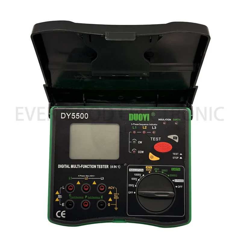 DY5500 Insulation Tester Earth Tester Meter Voltmeter Phase Indicator 4 In 1