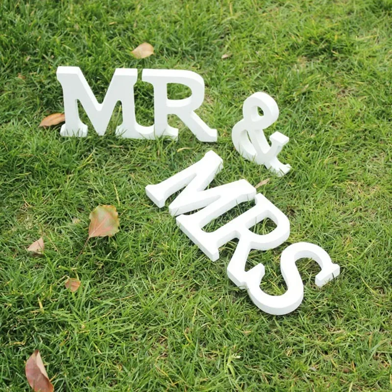 3pcs Wedding Decoration White Letters Mr & Mrs Decor Props Just Married Wedding Sign Party DIY Decoration Wedding Favors