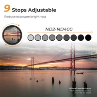 K&F CONCEPT 37-82mm ND2 to ND400 Adjustable Neutral Density Variable ND Camera Lenses Filter Cloth 49mm 52mm 58mm 62mm 67mm 77mm 2