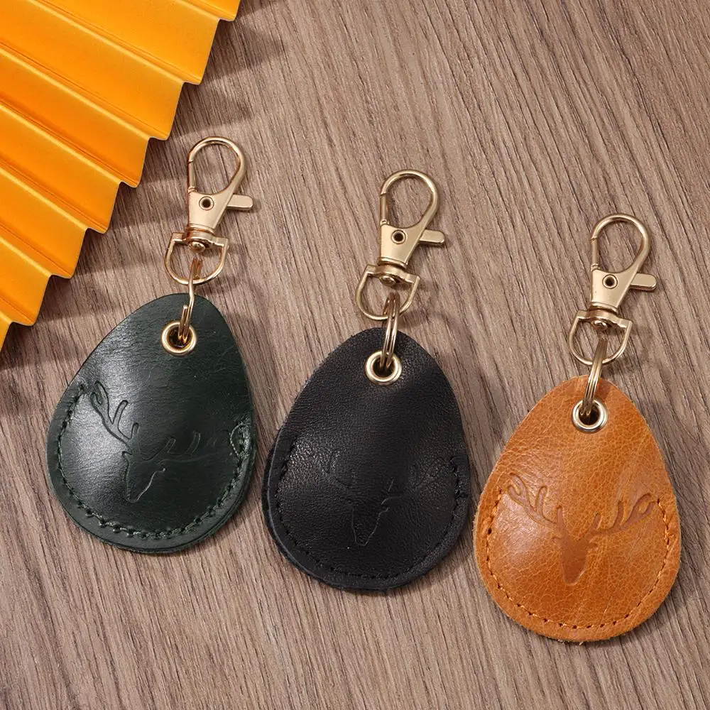 Leather Access Card Case Anti-lost Fingerprint-proof Card Holder Keychain Accessories Anti-fall Access Bag Universal