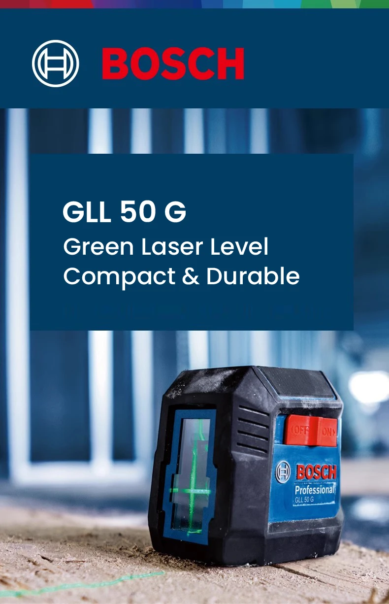 Description Picture 2 of itemBosch GLL 50 G Green Laser Level 2-Line 15m Self-Adjusting Level and Vertical Cross Professional Laser Levels Measurement Tool