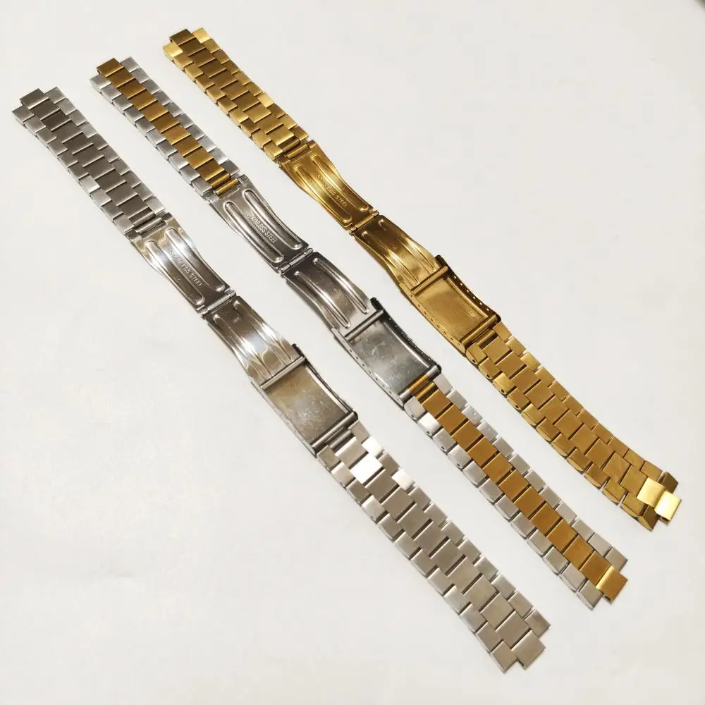 Silver Gold Stainless Steel Curved Endlink Watch Strap Bracelet