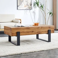 Rustic MDF Coffee Table - Natural Wood Tone Elegance 1