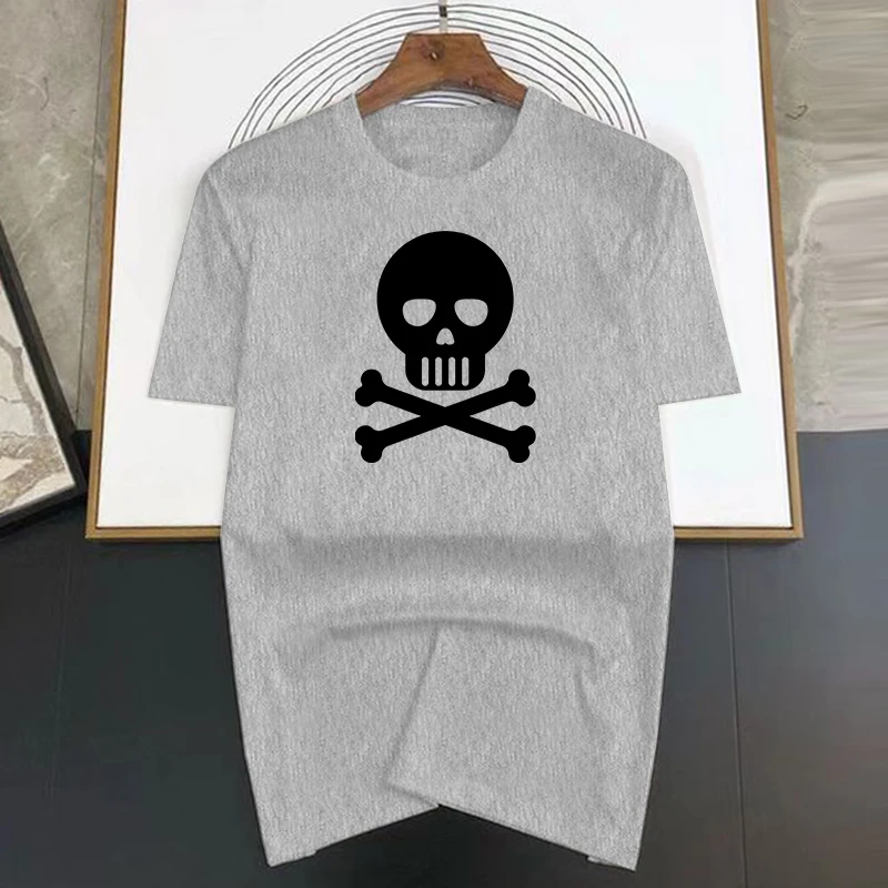 Men's Oversized Skull Print Cotton T-shirt For Summer Casual Wear_voghion.com
