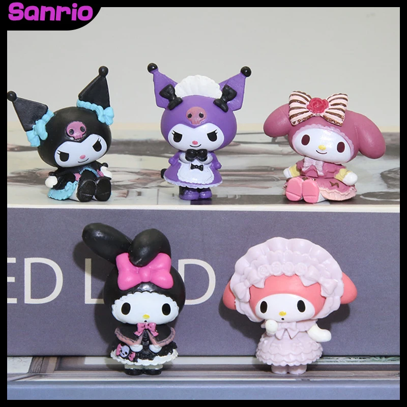 

5Pcs Set Sanrio Anime Figure Doll Kuromi Melody 3-4cm Kawaii Model Action Figures Accessories Children's Toys Gift