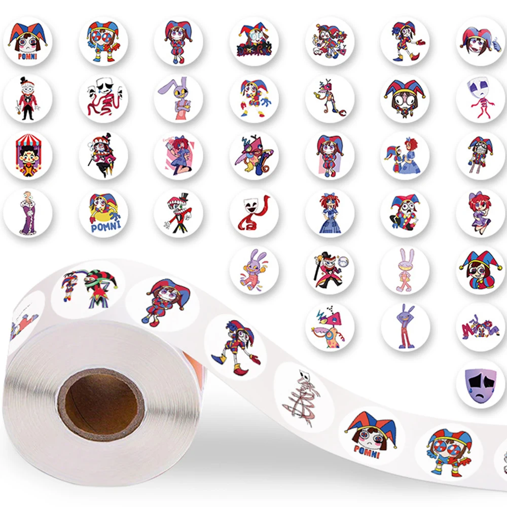 

200pcs Cute Cartoon The Amazing Digital Circus Stickers Roll Kawaii Game Anime Sealing Labels Sticker Vinyl Decoration Decal Toy