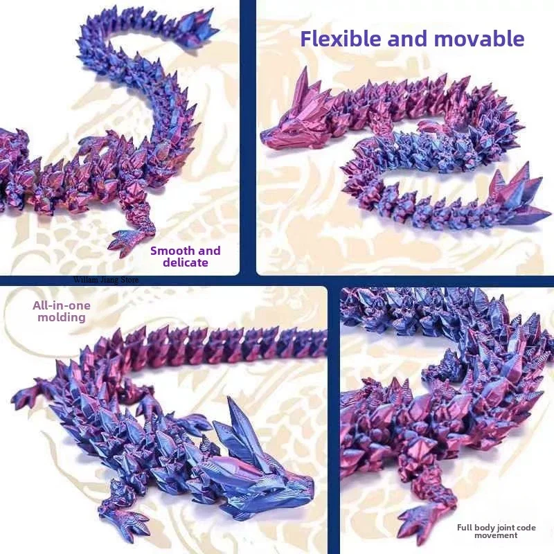 3D Printed Toy Dragon Statue Ornament Crafts 1PCS 3D Printed Dragon Egg and Dragon Full Joint Model Movable Rotary Joint Desktop Jewelry Children's Toys Calarmar Game