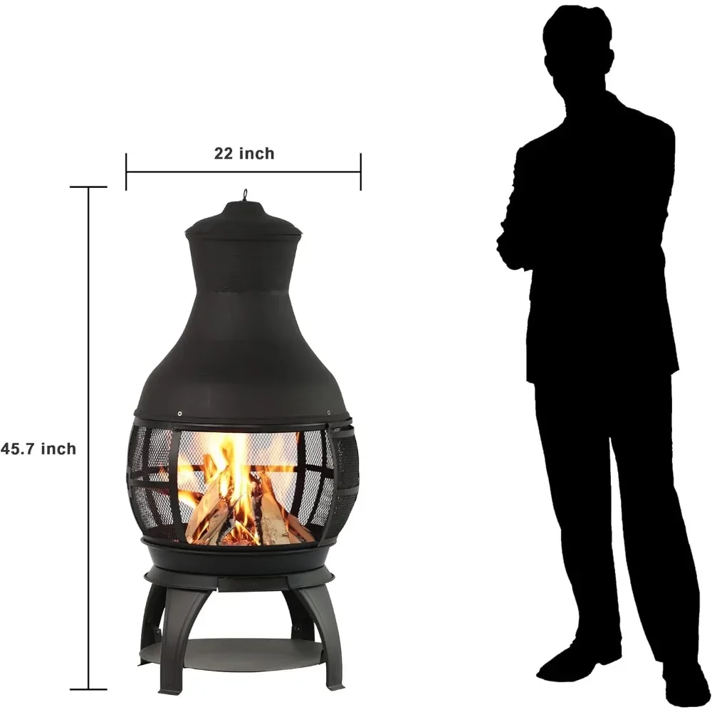 Outdoor Wood Burning Pit, Outdoor Fireplace, Wooden Fireplace, Brown Black