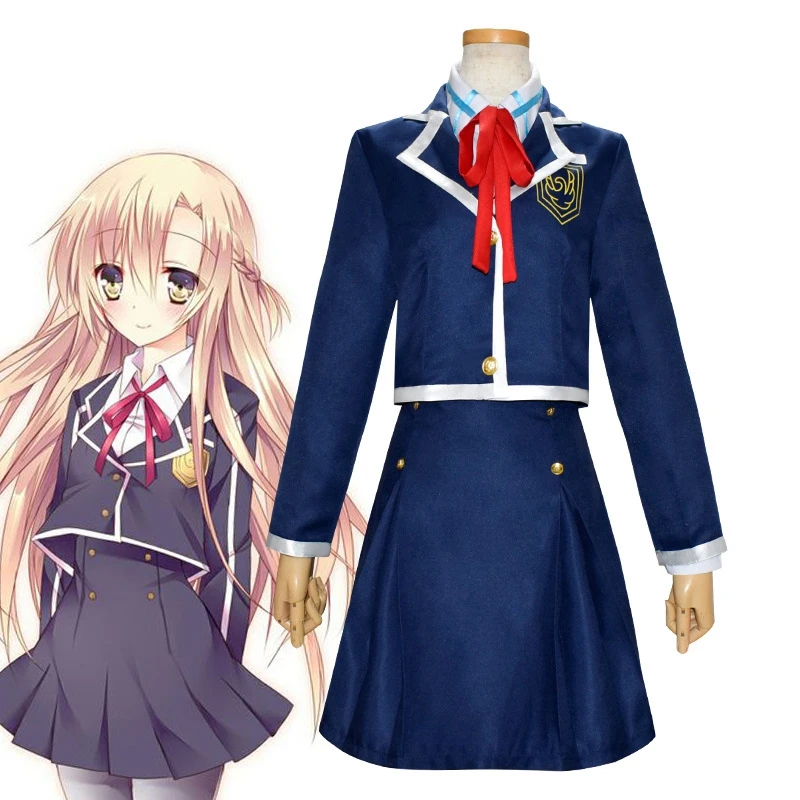 

Sword Art Online SAO Yuuki Asuna School Uniform Coat Shirt Skirt Anime Outfit Cosplay Costumes