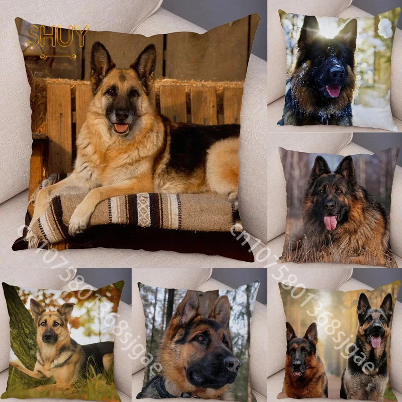 

German Shepherd Dog Pillow Case Home Sofa Decorative Bedding Car Seat Office Chair Decor Cute Dogs Cushion Cover Pillowcase