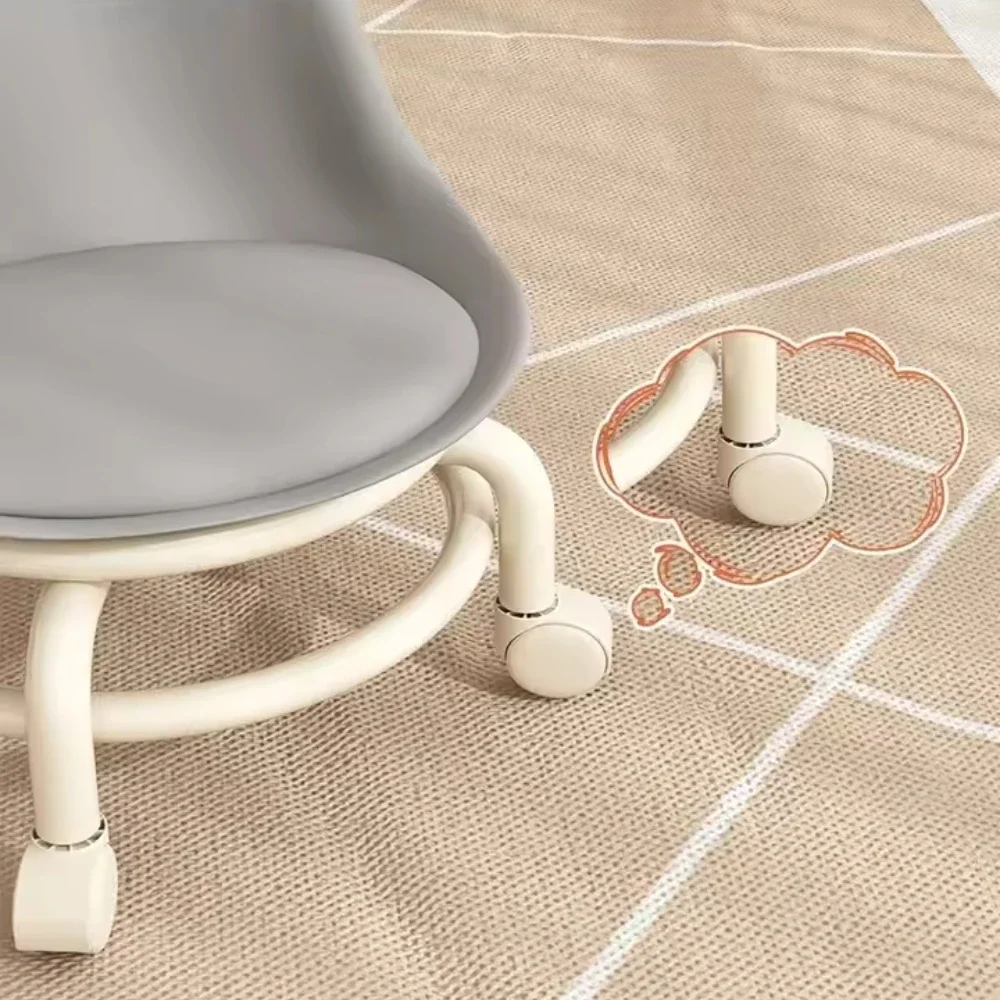 Household Backrest Pulley Low Stool Waist Protection 360 Degree Rotating Versatile Round Stools Modern Simple Universal Wheel 5