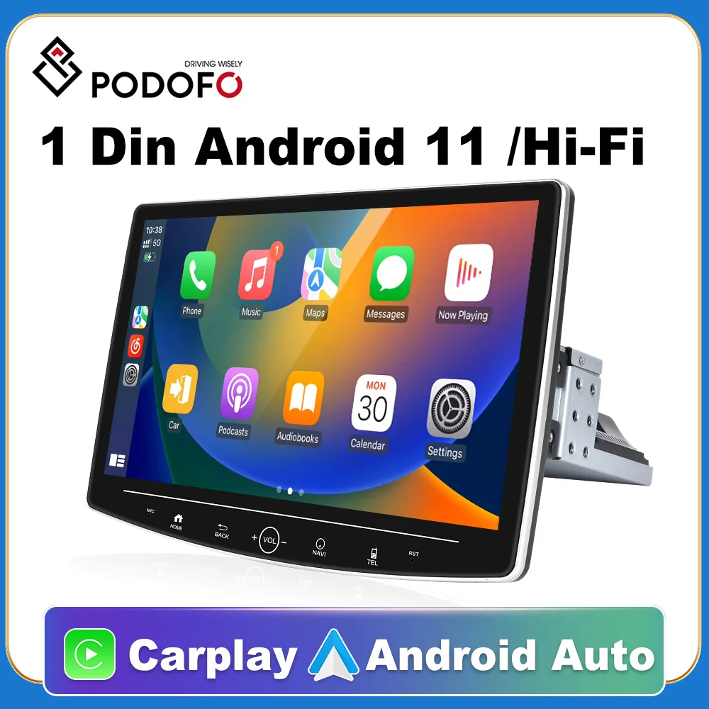 Podofo-1Din-GPS-Car-Stereo-Radio-Android-11-Carplay-BT-FM-Wifi-Car-MP5 ...