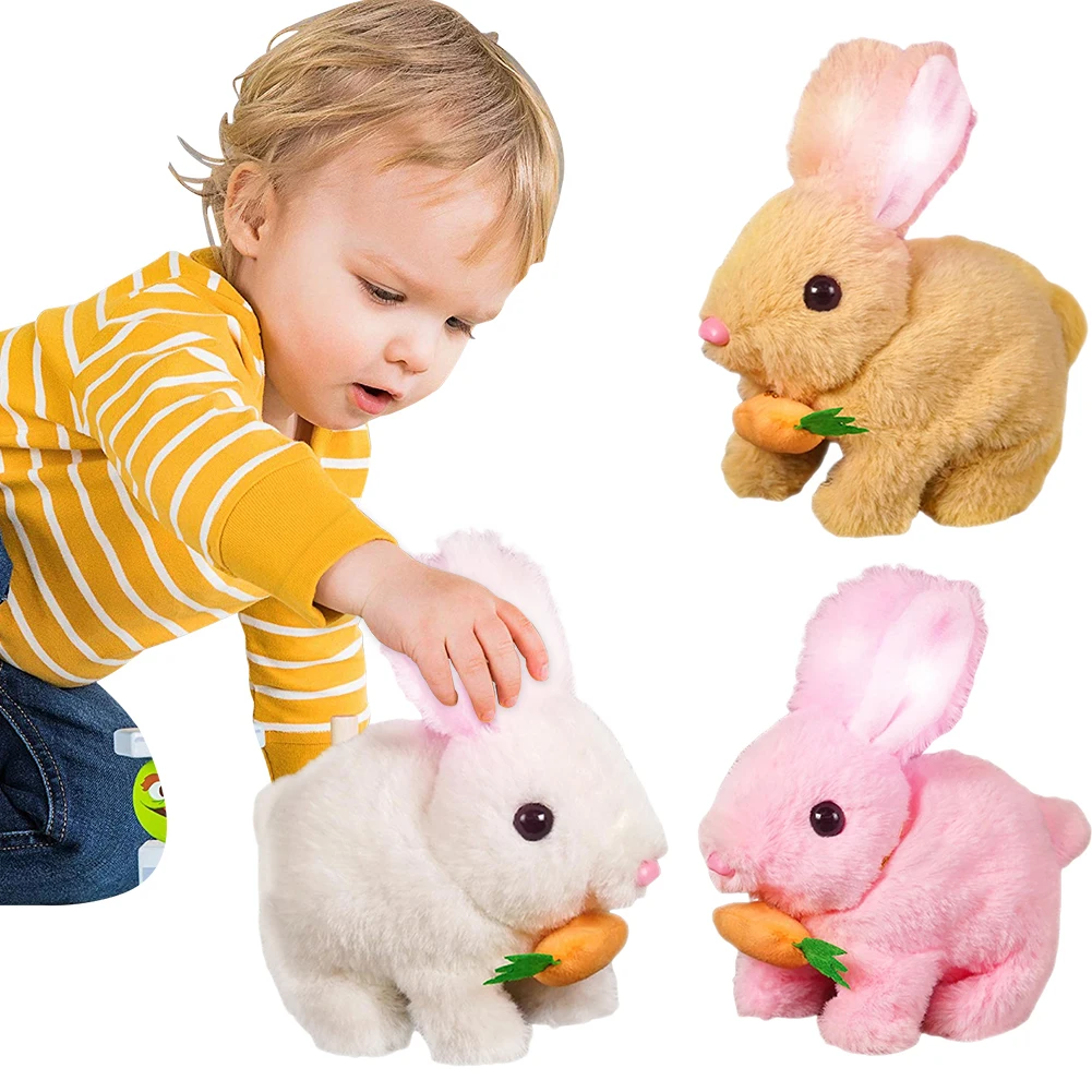 New Simulation Electric Rabbit Pet Toys Cute Electric Rabbit Interactive Toys Gift for Toddlers Birthday Plush Carrot Bunny Toys 3