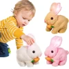 New Simulation Electric Rabbit Pet Toys Cute Electric Rabbit Interactive Toys Gift for Toddlers Birthday Plush Carrot Bunny Toys 3
