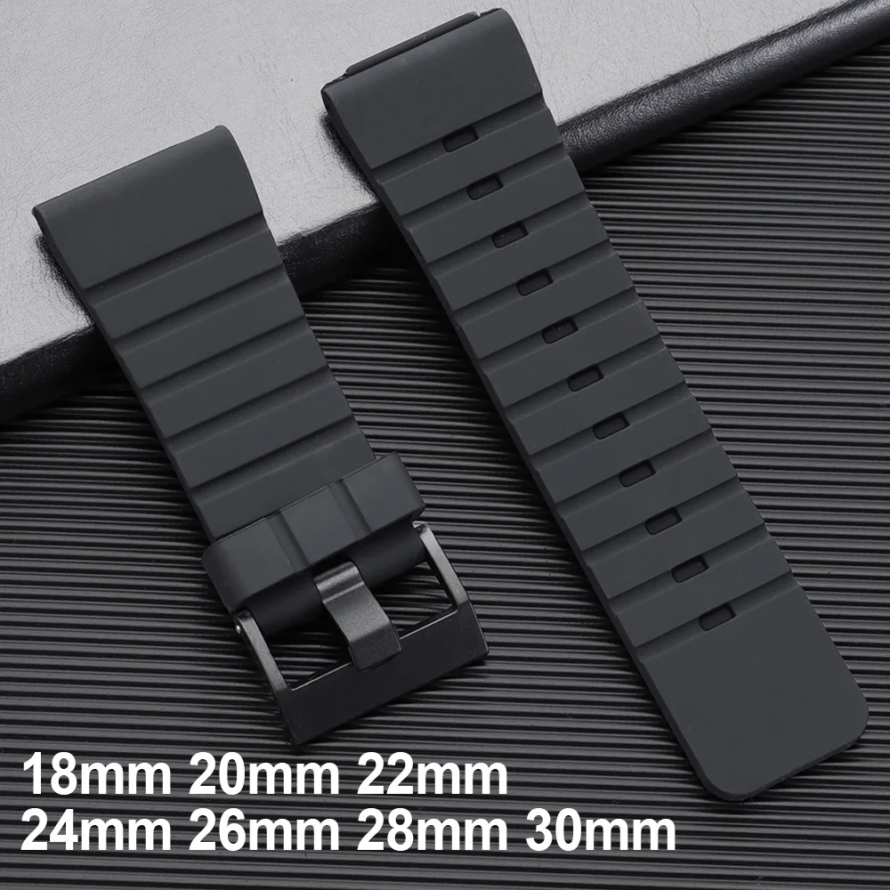 Black Waterproof Silicone Rubber Wristband - Universal Fit