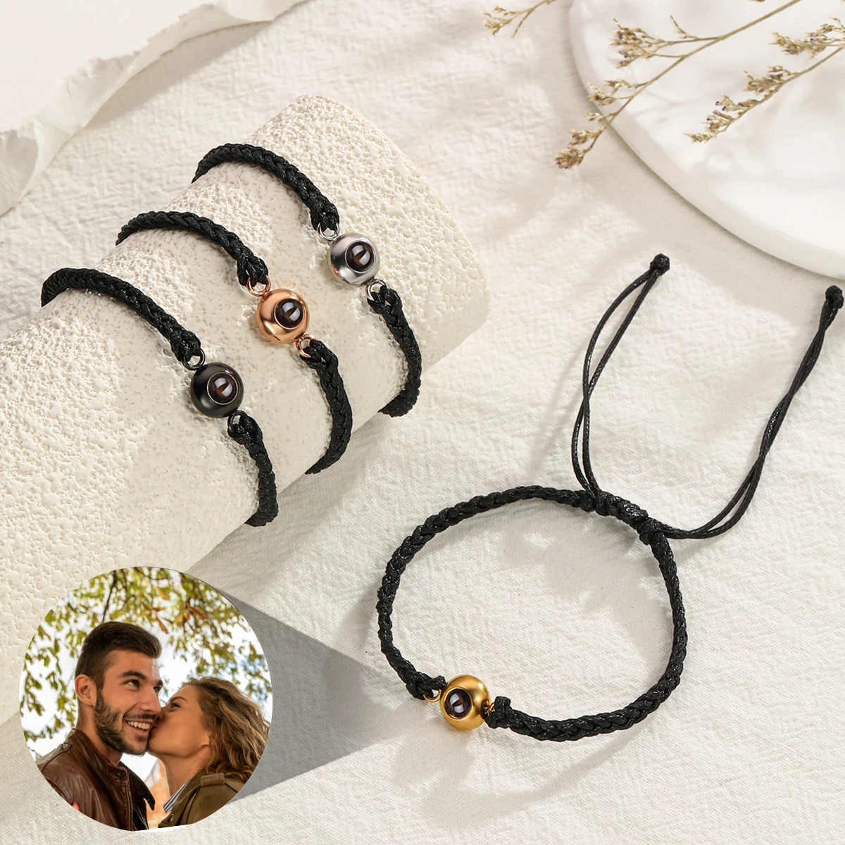 Personalized Photo Projection Bracelet - Custom Picture Inside Adjustable Braided Bracelet - View #10
