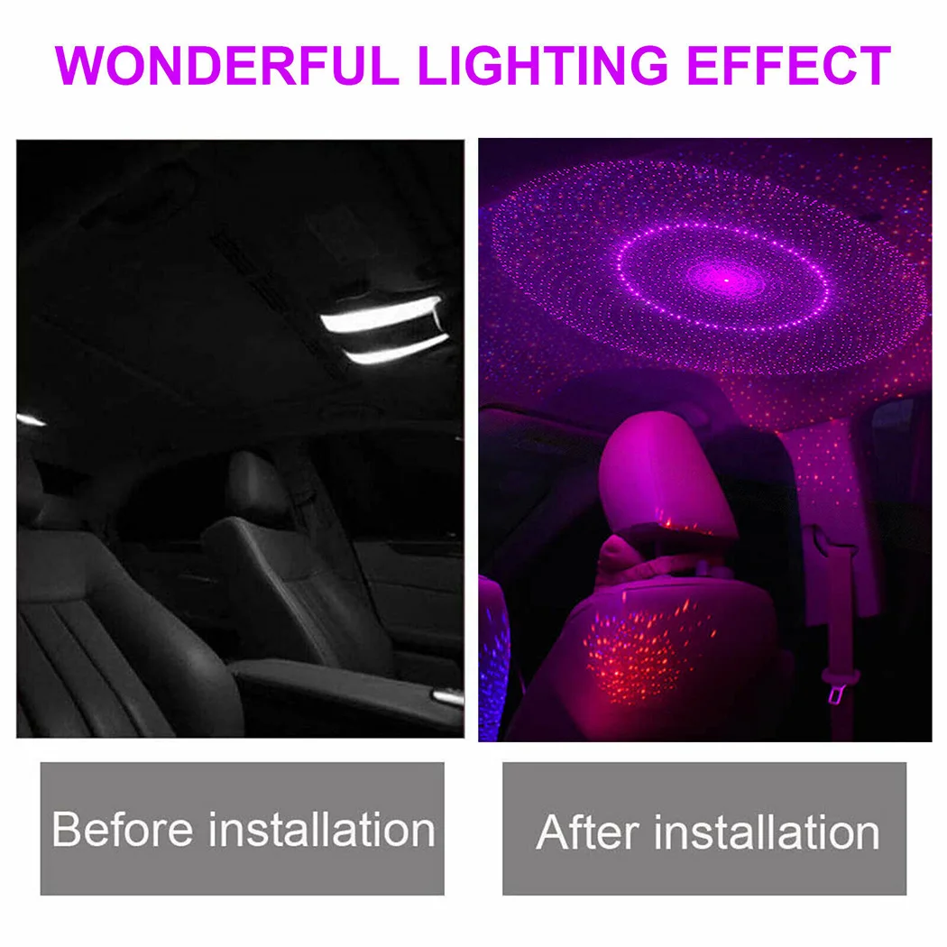 Star Usb Projection Lamp 1 A Trim 1 W Usb 5 V Atmosphere Car Decor Led Lamp Light Night Projector Tetto Viola