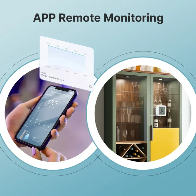 Smart WiFi Temperature Humidity Sensor by MOES, 1M External Cable Probe, Tuya App Control, Compatible with Alexa & Google Home 2