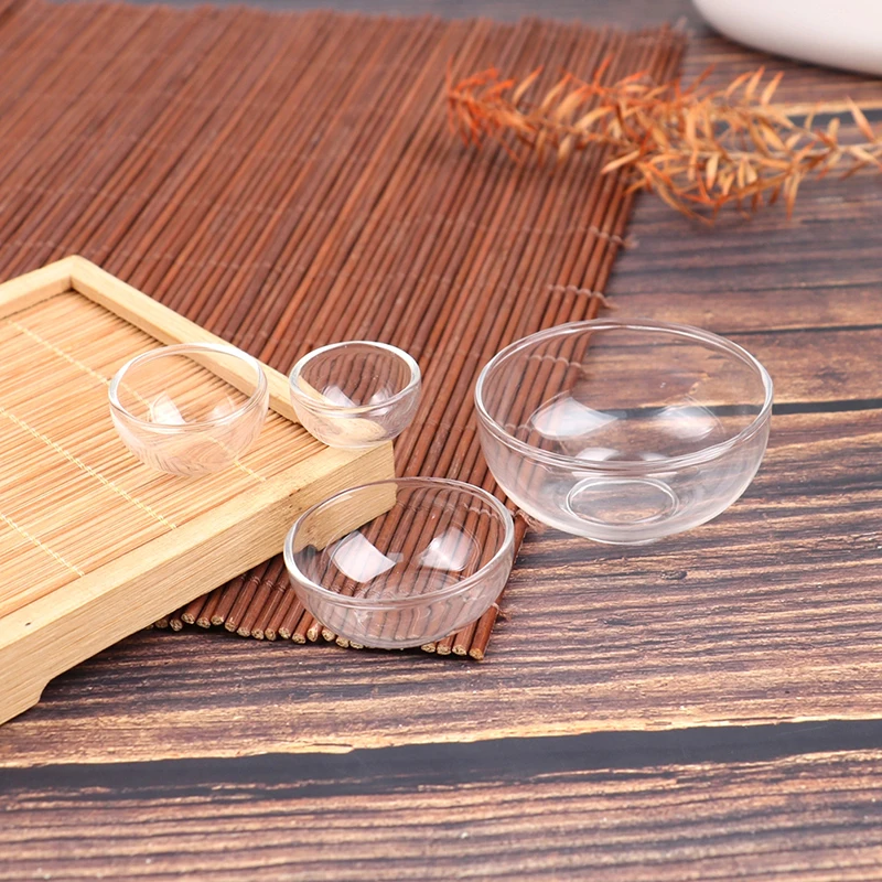 New Glass Fruit Bowl Salad Bowl Mini Soup Plate Doll House Accessories 1:12 Dollhouse Miniature Kitchen Model Decor Toy