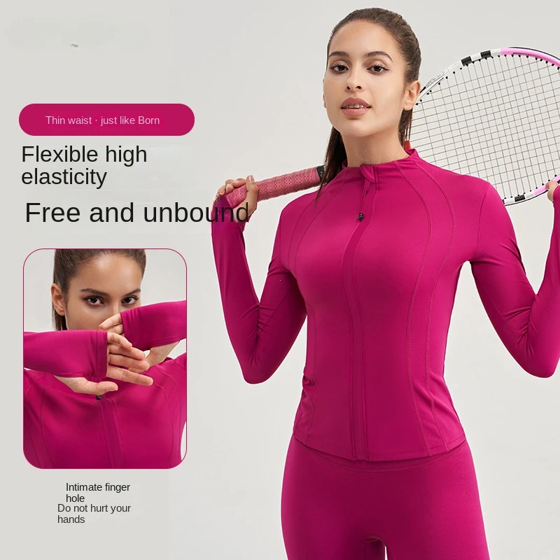 

Pilates blazer coat female slimming zipper cardigan high elastic comfort jump exercise running fitness yoga uniform solid color