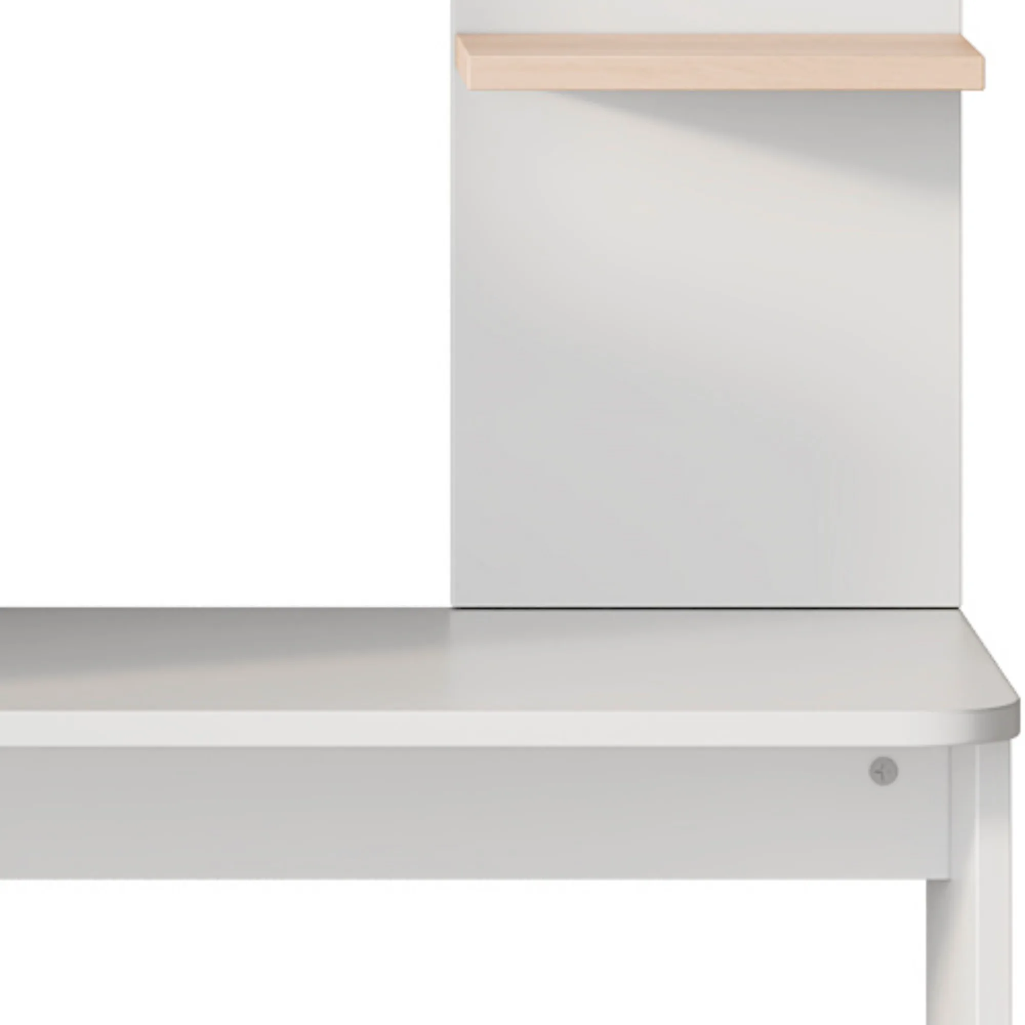 Arbeitstisch mit Stauraum – Stock-Holzkontrast, Unterschrank mit Türen und offenem Oberregal, Bürodesign, 123,5 x 45 x 16,5 cm – Detail 3