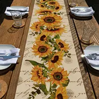 Spring Sunflowers Linen Table Runner Vintage Summer Floral Home Kitchen Dining Decor Seasonal Indoor Outdoor Holiday Party Decor 2