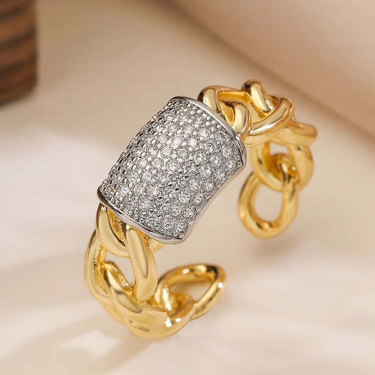 NEWBUY Brand Luxury AAA Cubic Zirconia Pave Setting Copper Jewelry Gold/Silver Mix Color Wedding Rings For Women Gift wedding rings womens ring jewelry rings ring jewelry