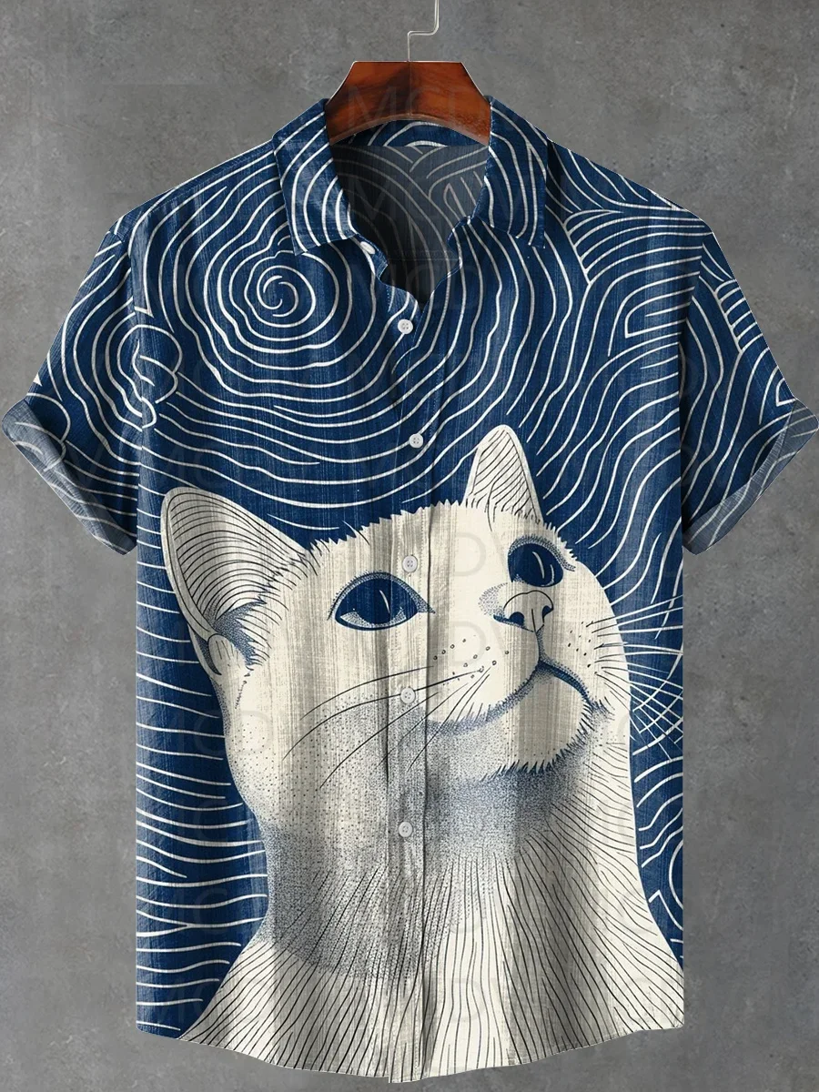 Cat Abstract Art Print T-shirt