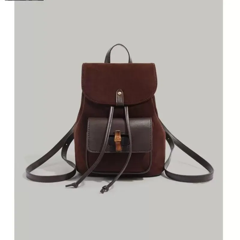 JIAERDI Hot Girls Brown Mini Backpack Women New Retro Versatile Suede Chic Y2k Backpacks Female Vintage Casual Mochila Aesthetic