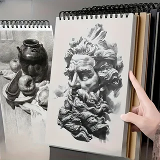 1 quaderno da disegno vintage in pelle con spirale, 20 fogli di carta per acquerello senza acidi, quaderno artistico per adulti e principianti A - immagine 3