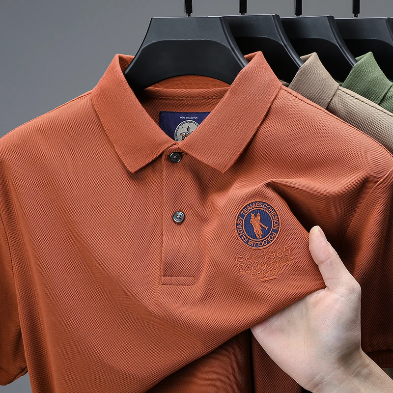 Hochwertiges Marken-Poloshirt für Herren mit Kurzarm, Modisches Rundes Abzeichen mit Geprägten Buchstaben, Atmungsaktives Sommer-Freizeitshirt mit Neuem Kragen – Detail 20