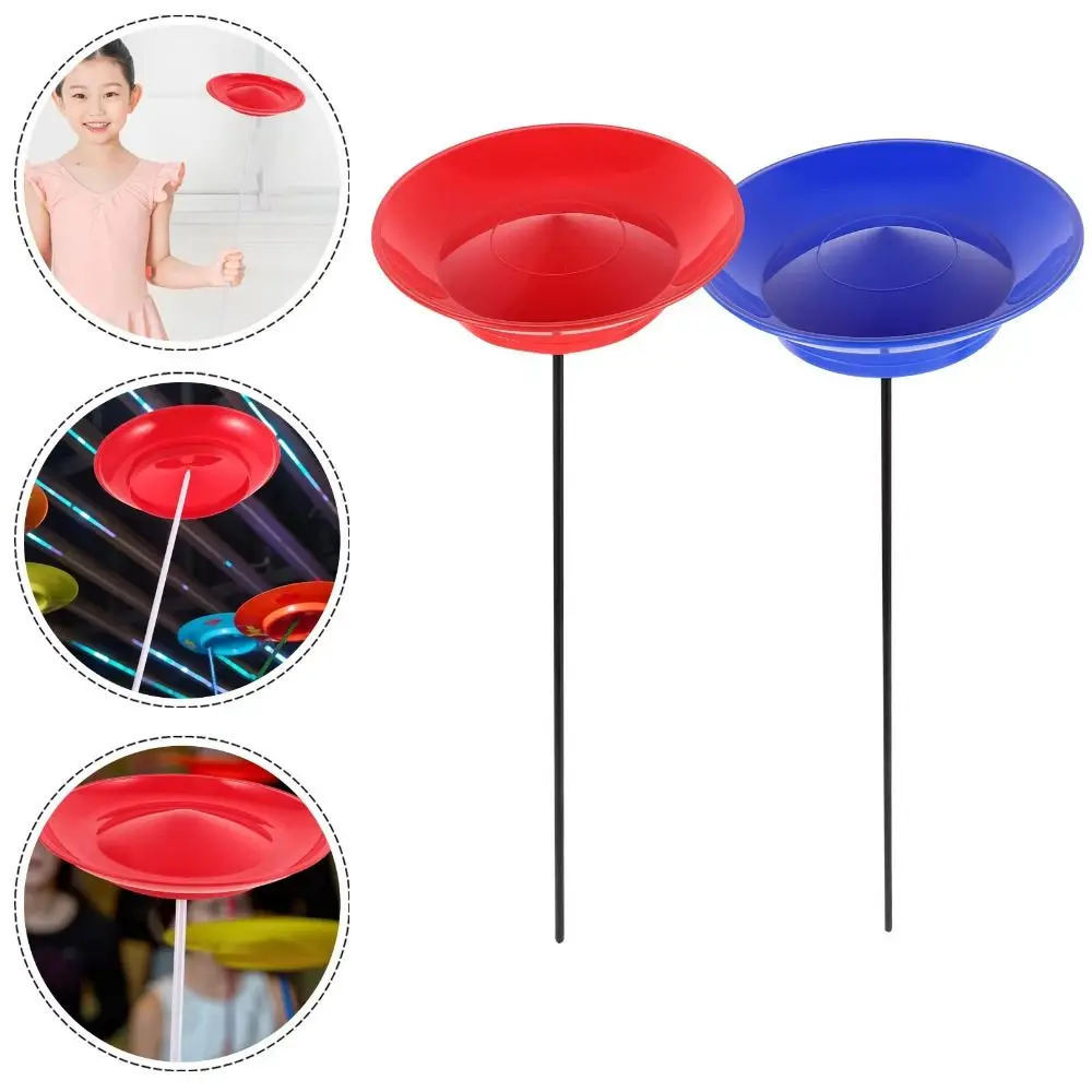 Colorful Juggling Spinning Plates with Sticks Training Entertainment Plastic Spinning Plate Circus Skills Accessories