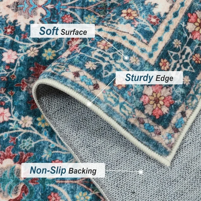 Retro Living Room Carpet Large Area Persian Bedroom Bedside Rugs Machine Washable Non-slip Sofa Coffee Table Floor Mats Tapis 러그