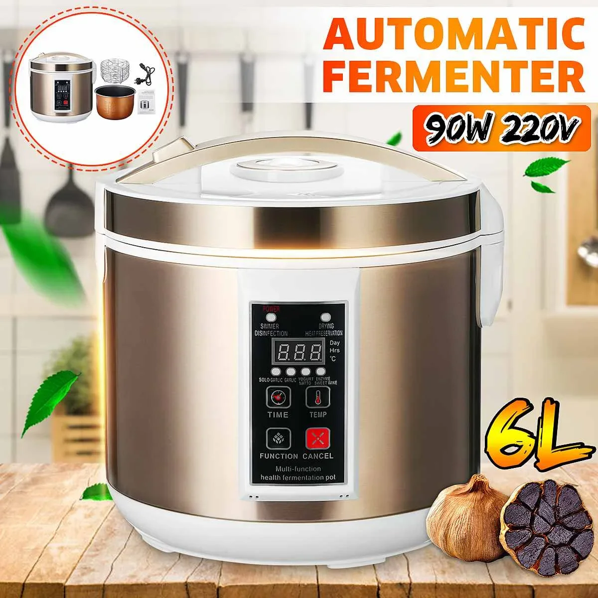 Full Automatic Garlic Fermenter 6L 90W 220V yogurt maker