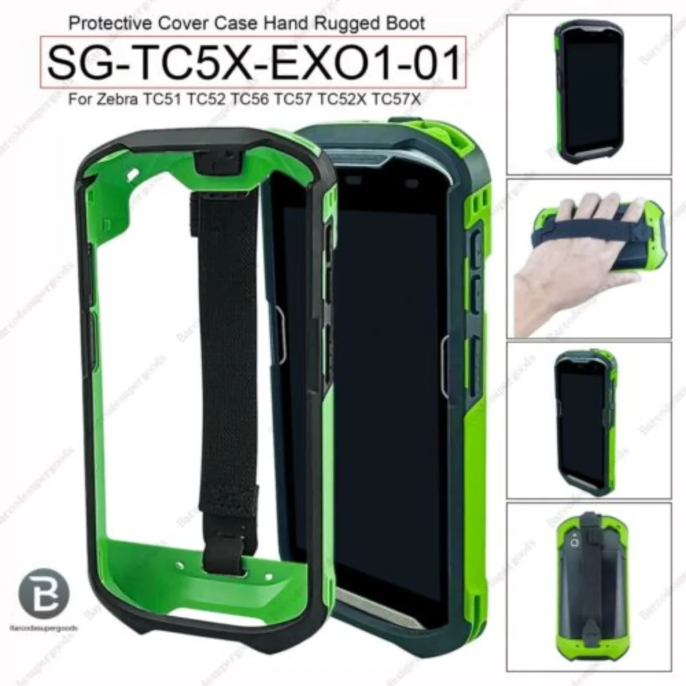 

Black Green Protective Cover Case with Handstrap Bumper Rugged Boot for Zebra TC51 TC56 TC52