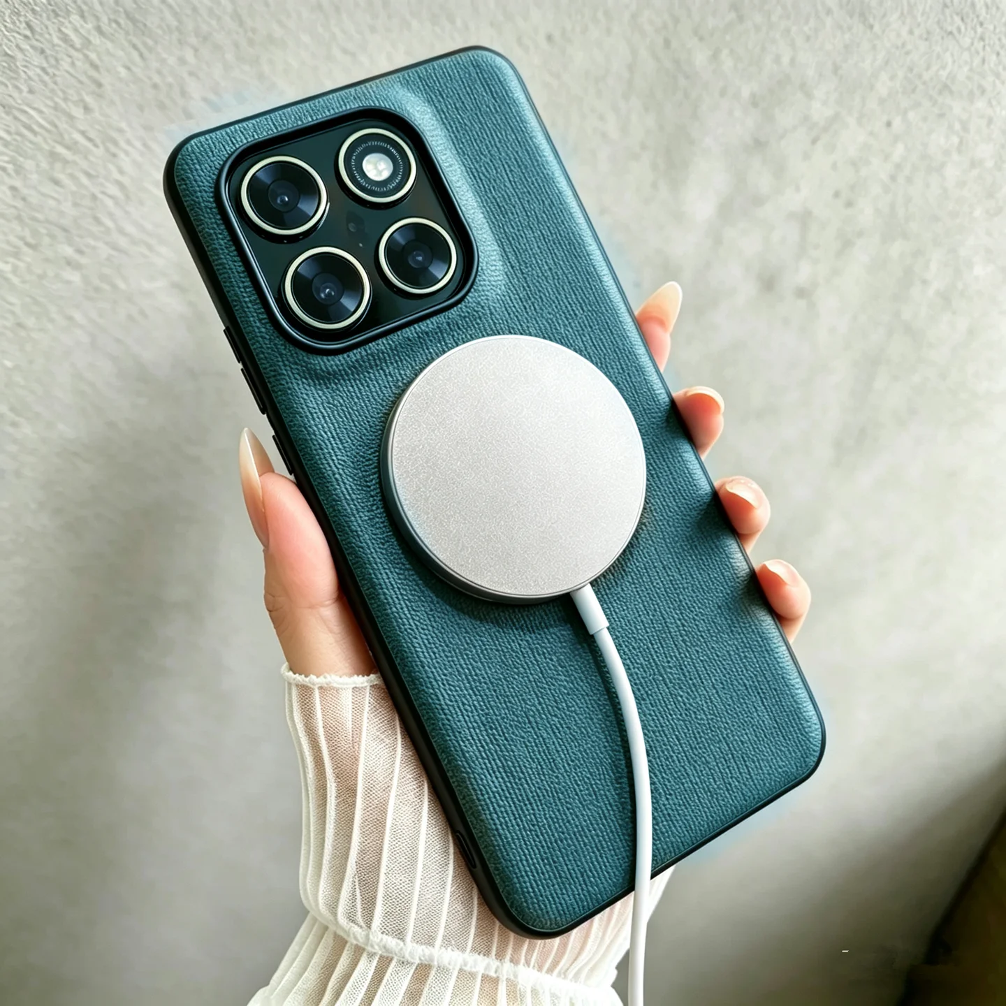 Advanced Business Fabric Texture Leather Case with Magsafe Wireless Charging Compatibility