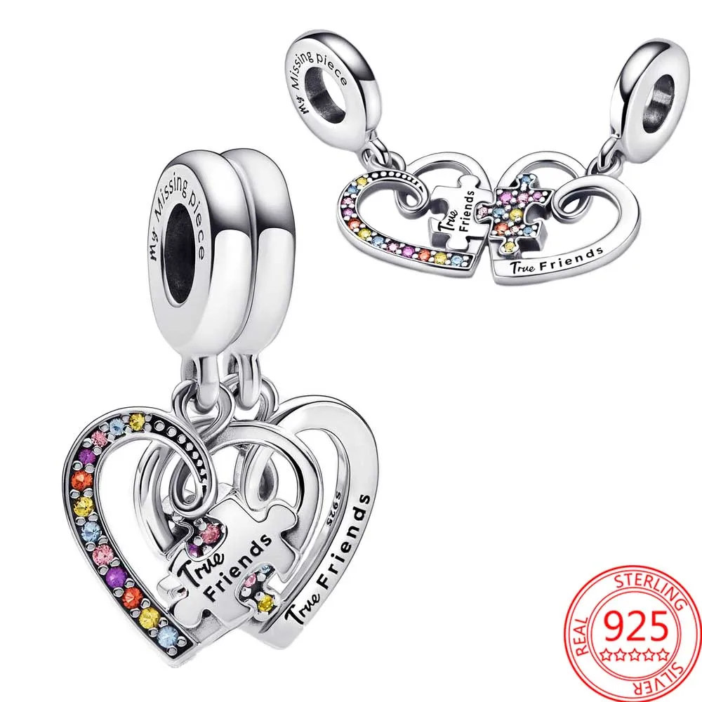 zijn Regenboog Verbinding Romantische Puzzelstukje Bedel Puzzel Stuk Harten Splittable Vriendschap  Dangle Charm Fit Pandora Armband S925 Zilveren Vrouwen Sieraden Gift| | -  AliExpress