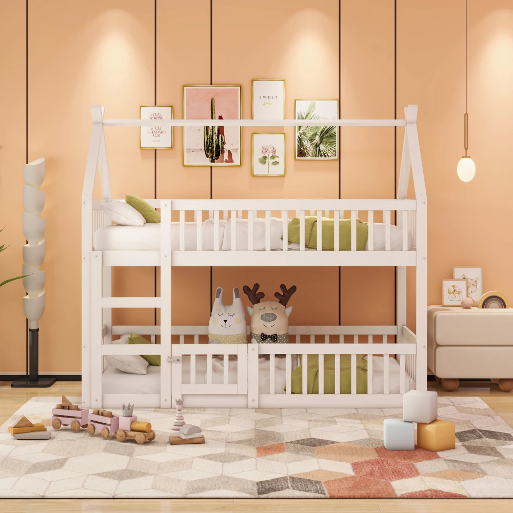90*200cm/140*200cm Modernes Etagenbett für Kinder, Familienbett für Kinder, mit Treppe, Loft-Design, Etagenbettgestell aus massivem Holz – Detail 14