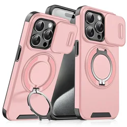Premium Magnetic Stand Phone Case with Slide Camera Window and Shockproof Protective Shell - iPhone 16 (PK TCZH)
