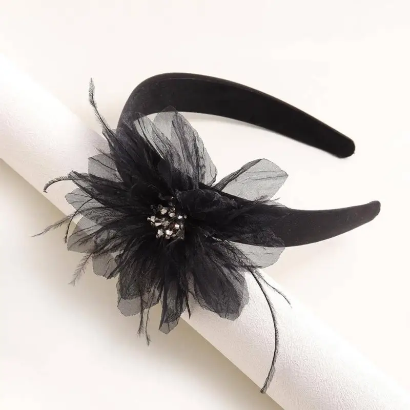 A52E Retro-Hut, Netzblumen- und Perlen-Fascinator-Stirnband für Abendgarderobe und Vintage-Looks für besondere Anlässe – Detail 8