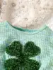 St. Patrick's Day Girls' Short sleeved Bell bottom Pants Set Beaded Embroidered Clover Clover Short sleeved Pants Two piece Set 4