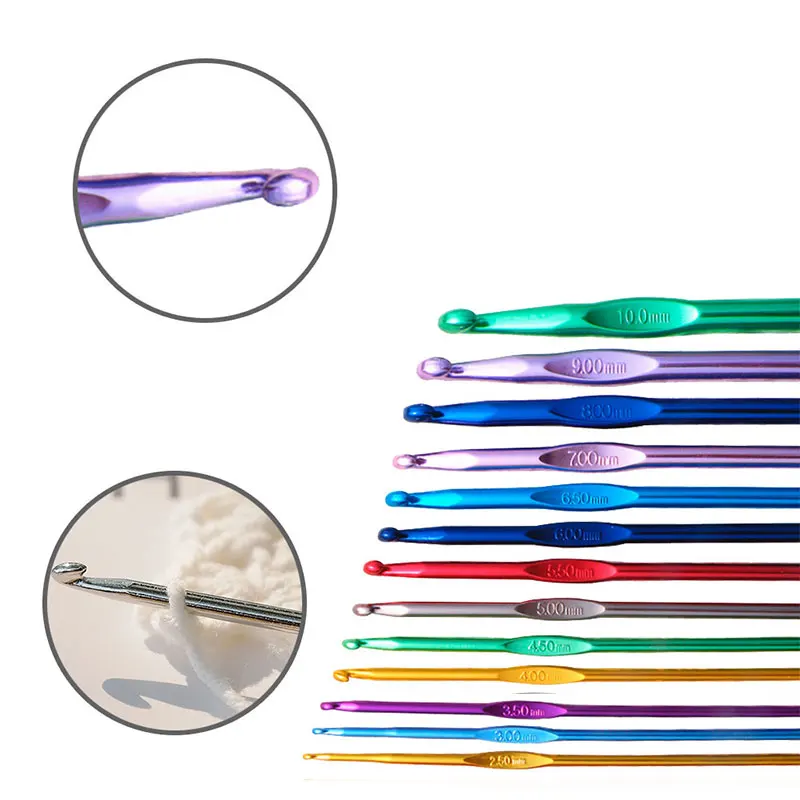 Stainless Steel Crochet Set Hooks Needles Alumina Knitting Hooks 2-10mm Yarn Needle Multiple Sizes Metal Sewing Accessories Tool crochet kit,crochet hooks,knitting supplies,crochet needles,knitting craft supplies