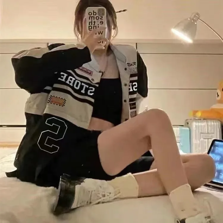 레트로 이동식 카디건 긴 소매 O 넥 자켓 캐주얼 커플 자켓 코트 남성 여성 레이싱 슈트 YK2