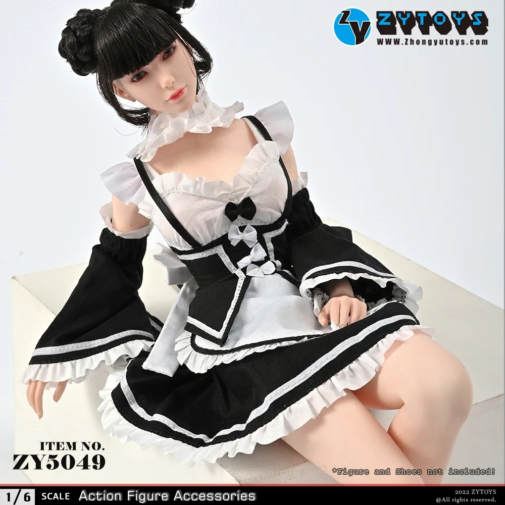 

ZYTOYS ZY5049 1/6 Female Maid Outfit Maid Dress Armband Bow Tie Set Clothes Model Fit 12'' Action Figure Body Dolls In Stock