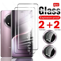 Premium 9D Curved Tempered Glass Screen Protector with Camera Shield - Magic7 Lite 5G (4In1 2Front 2Lens)