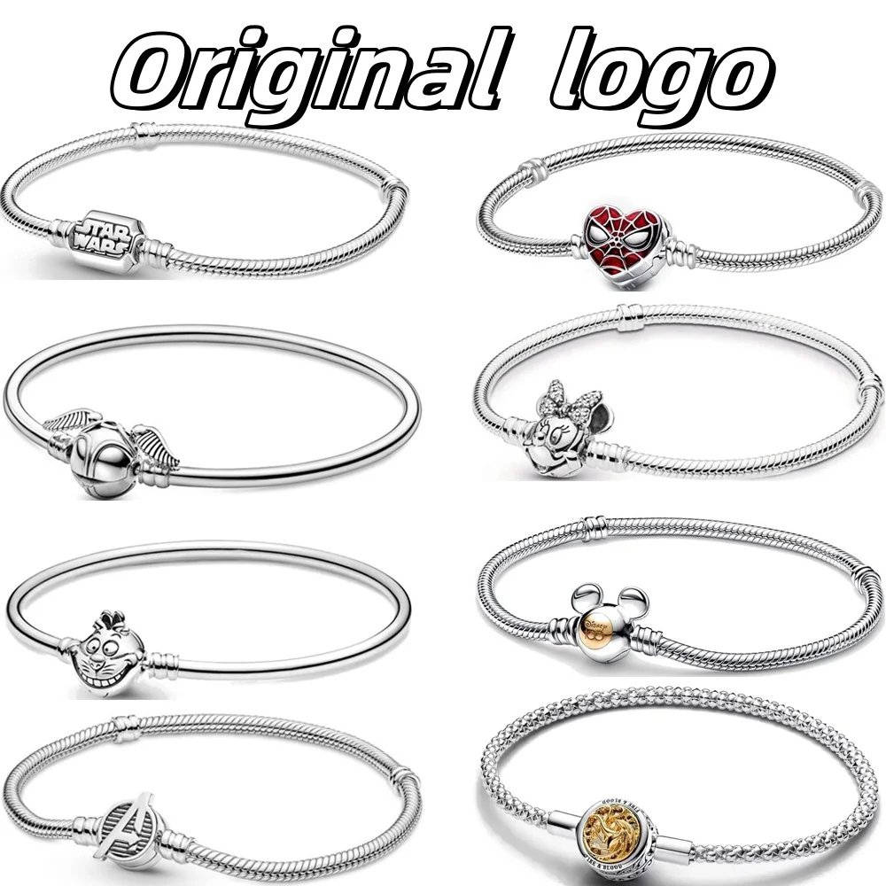 Charm Bracelet Original 925 Silver Plated Moments Harry Mickey Spider Love Heart Clasp Bead For Women DIY Jewelry