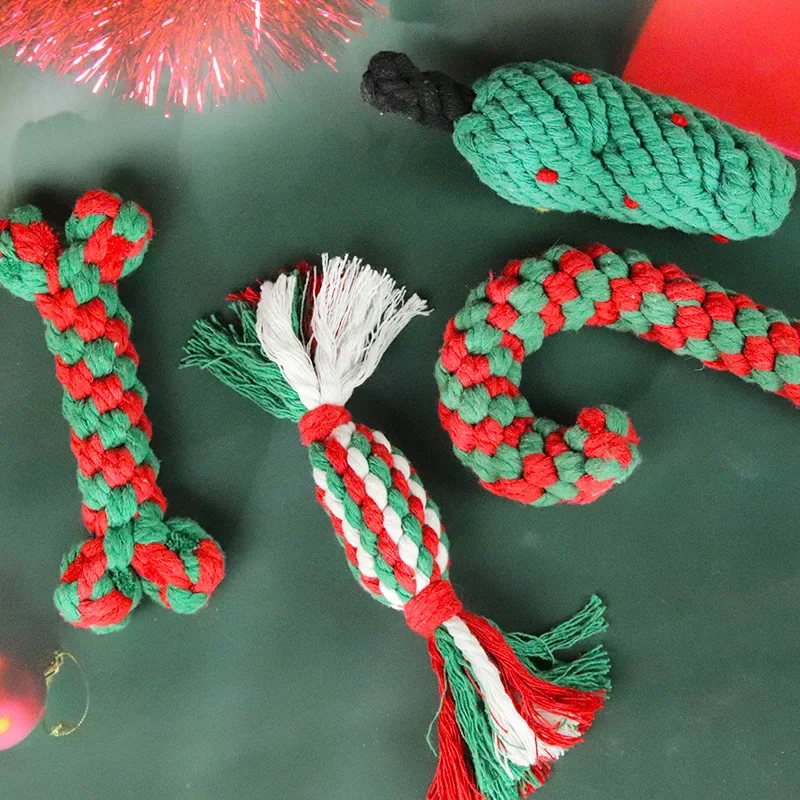 Christmas Dog Toys Braided Cotton Rope Candy Bones Pet Toy for Small Large Dog Bite Resistant Molar Teeth Cleaning Dog Chew Toys Christmas Dog Toys Braided Cotton Rope Candy Bones Pet Toy for Small Large Dog Bite Resistant Molar Teeth Cleaning Dog Chew Toys